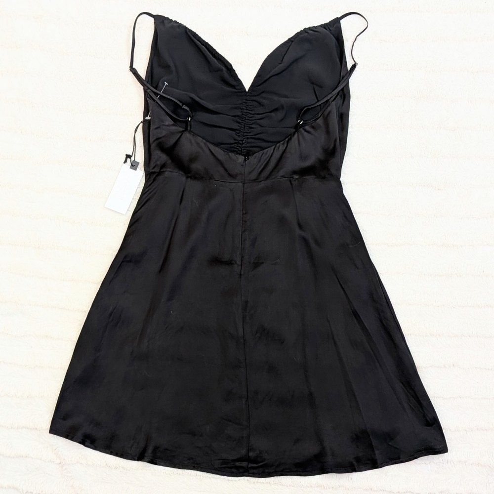 ASTR The Label Peony Black Ruched Satin Mini-Dress NWT - Picture 12 of 16